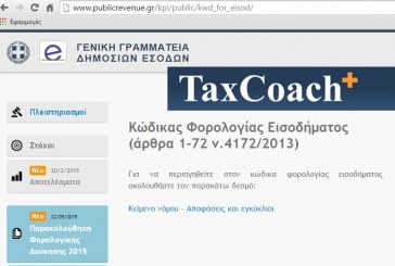 Ανάρτηση στο site της ΓΓΔΕ της Κωδικοποίησης του Κώδικα Φορολογίας Εισοδήματος