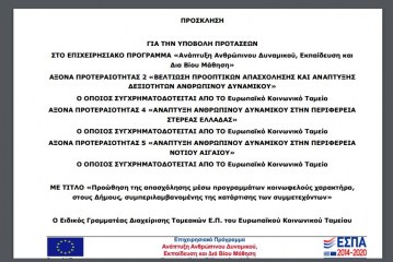 Προώθηση της απασχόλησης μέσω προγραμμάτων κοινωφελούς χαρακτήρα στους Δήμους, συμπεριλαμβανομένης της κατάρτισης των συμμετεχόντων