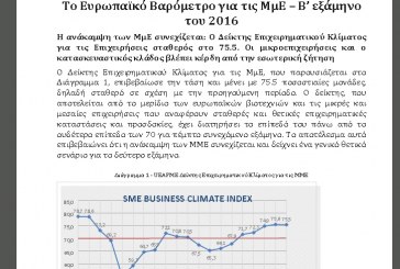 Η ΕΣΕΕ επισημαίνει την ελληνική πραγματικότητα για τις μικρομεσαίες επιχειρήσεις από αυτή του Ευρωβαρόμετρου για το β’ εξάμηνο του 2016
