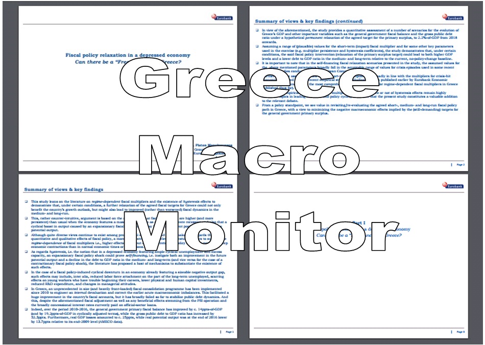 Greece Macro Monitor: Πώς η περαιτέρω χαλάρωση του δημοσιονομικού στόχου θα μπορούσε δυνητικά να οδηγήσει σε αύξηση του ΑΕΠ αλλά και σε βελτίωση των βασικών δημοσιονομικών μεγεθών μεσομακροπρόθεσμα