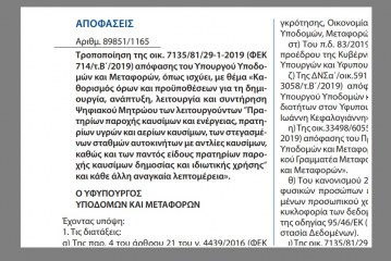 Τροποποίηση Απόφασης σχετικής με όρους και προϋποθέσεις του Ψηφιακού Μητρώου των λειτουργούντων Πρατηρίων παροχής καυσίμων και ενέργειας, πρατηρίων υγρών …